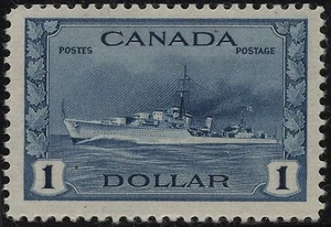 Canada #262 $1.00 deep blue King George VI War Issue Tribal Class Destroyer(1942 - Picture 1 of 2