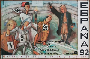 1988 Original Iberia Airlines Espana Spain SIGNED Olympics Poster Travel Tourism - Picture 1 of 7