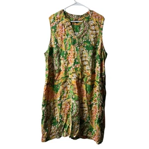 Lands End 100% Linen Split Neck Sleeveless Tank Dress Beachy Plus Size 22W - Picture 1 of 7