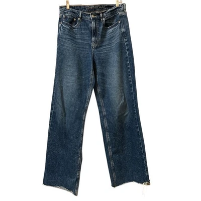 American Eagle Pants Women Size 8 Reg Blue Denim Jean Super High Rise Baggy Wide - Image 1 of 4