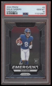 2024 Panini Prizm #6 Malik Nabers Emergent Rookie Card PSA 10 - Picture 1 of 2