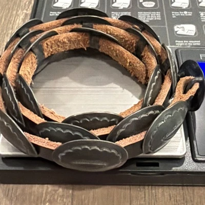 复古纯银美洲原住民康乔腰带 24 英寸 80 克 — 第 1/4 张图片