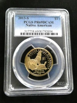 2017-S & 2013-S Native American Dollars. PR69DCAM & SP70. #2203 & #2135 - Image 1 of 4