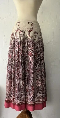 Falda Talbots Talla 6 Larga Línea A Beige Borgoña Cachemira Forrada 100% Algodón  Foto 1 de 4