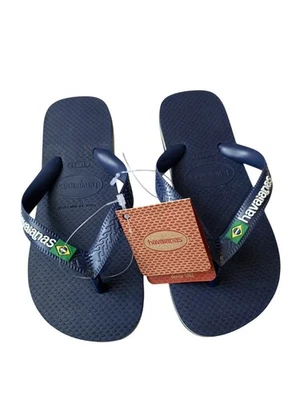 Sandalias Havaianas Chanclas Niños Talla 2yo/Talla 13-1 Azul Marino con Logo Brasil Foto 1 de 4