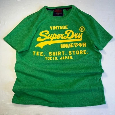 Green and yellow Vintage Superdry Tokyo Japan t-shirt store tee, XL - Image 1 of 4