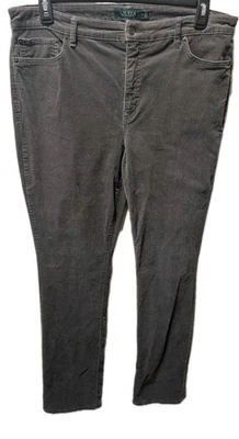 Lauren Ralph Lauren серый мягкий вельвет брюки эластичной женщин 16 прямой ноги  - Изображение 1 из 4