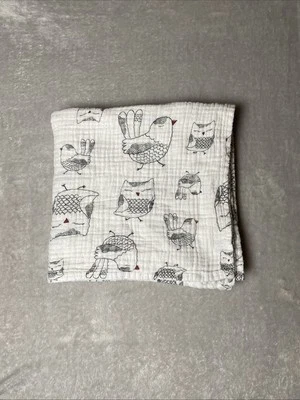 Manta de bebé Aden Anais pájaro búho envoltura algodón musulmán suave blanco Lovey 44"x44" Foto 1 de 4