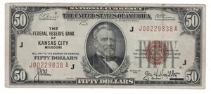 U.S. (Kansas City, MO) - Series of 1929 $50.00 National Currency Banknote - Picture 1 of 2