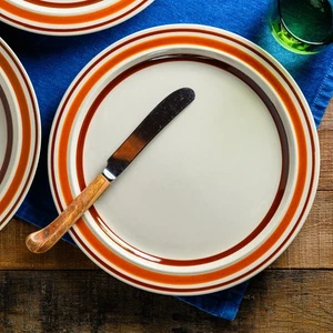 (3) Eclipse Brown Sienna DINNER PLATE Regency Band Collection Newcor Stoneware - Picture 1 of 4