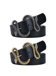 2 Leather Snake Belt Wide Womens Belt Western Waist Belt  Designer Belt gg new.. - Picture 1 of 3