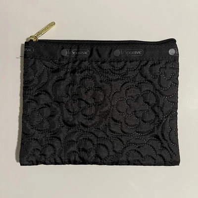 Bolsa Lesportsac negra con bordado floral 1 cremallera nueva sin etiquetas Foto 1 de 3