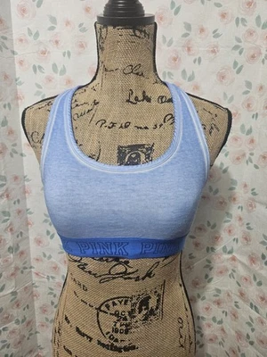 ROSA, SUJETADOR DEPORTIVO MUJER AZUL ALGODÓN BL RECORTADO ESPALDA DEPORTIVA, CON LOGOTIPO TALLA M Foto 1 de 4