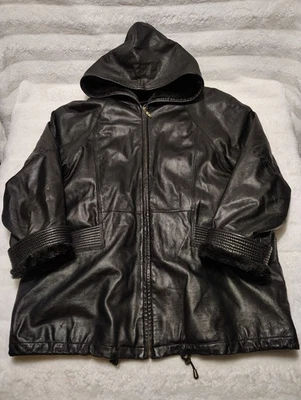Chaqueta de cuero genuino Charles Klein y capucha de cuero talla XL + forro extraíble talla M Foto 1 de 4
