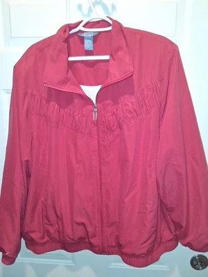 Chaqueta ligera vintage Koret Sport para mujer Plus 20W rojo coral cremallera completa  Foto 1 de 4