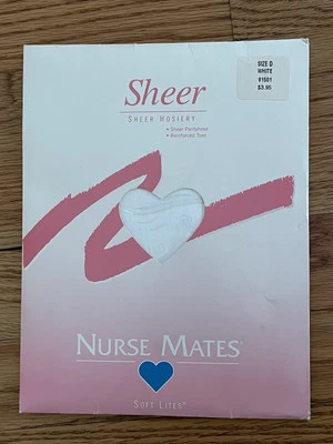Nurse Mates D White Sheer Hosiery Pantyhose Nylons Stockings 81501 Soft Lites - Image 1 of 3