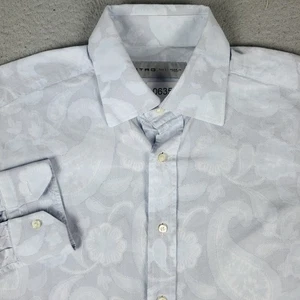 Camicia ETRO uomo taglia 41 blu floreale made in Italy con bottoni manica lunga - Foto 1 di 8