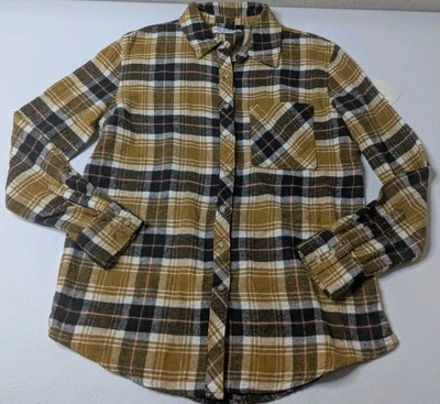 Camisa de franela Arizona Jeans Co para mujer XS marrón a cuadros con botones manga larga  Foto 1 de 4