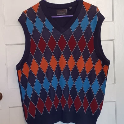 Greg Norman Golf Country Club Sweater Vest Cotton Mens Sz Large Spring Colorful  - Image 1 of 4
