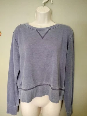 Blue Denim Cropped Zobha Sweatshirt University College Comfort All Day Sz L - Image 1 of 4