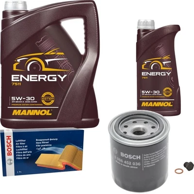 BOSCH Inspection Set 6 L MANNOL Energy 5W-30 Pour Mazda 626 II Hatchback GC - Photo 1/4