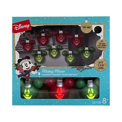 Disney Christmas Mickey Mouse Projection 8 Musical Light String - 8.2 ft Long - Image 1 of 4