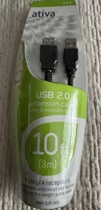 Ativa USB 2.0 Cable 10ft (3m) - Black, new sealed - Picture 1 of 5
