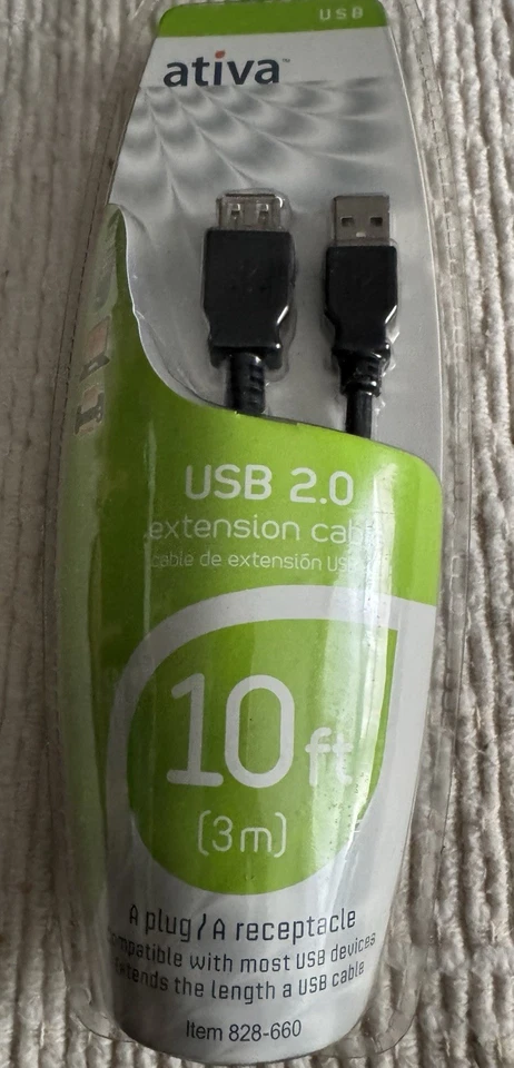 Ativa USB 2.0 Cable 10ft (3m) - Black, new sealed - Image 1 of 4