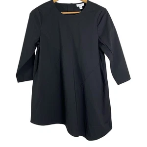 J. Jill Womens Tunic Top Size XS 3/4 Sleeve Solid Black Asymmetrical Hem - Picture 1 of 13