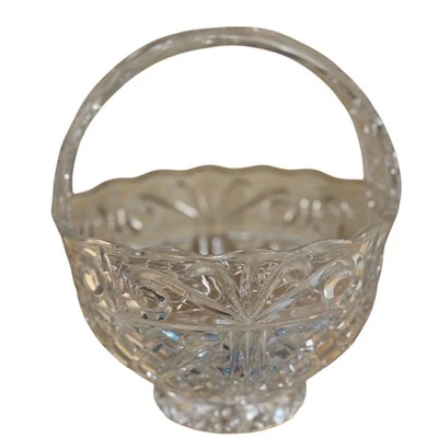 Cesta de cristal vintage plato de dulces frutero con mango para decoración del hogar Foto 1 de 4