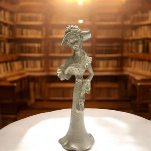 Vintage Peltro Casellato A Mano Pewter 6" Tall Flower Woman Italy Figurine  - Picture 1 of 6