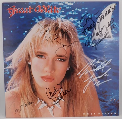 GREAT WHITE 1987 Album Fully AUTOGRAPHED ONCE BITTEN Vinyl Lp NM LP-114 Foto 1 de 4