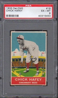 1933 Delong #19 CHICK HAFEY REDS PSA 6 EX-MT 40315453  - Image 1 of 2