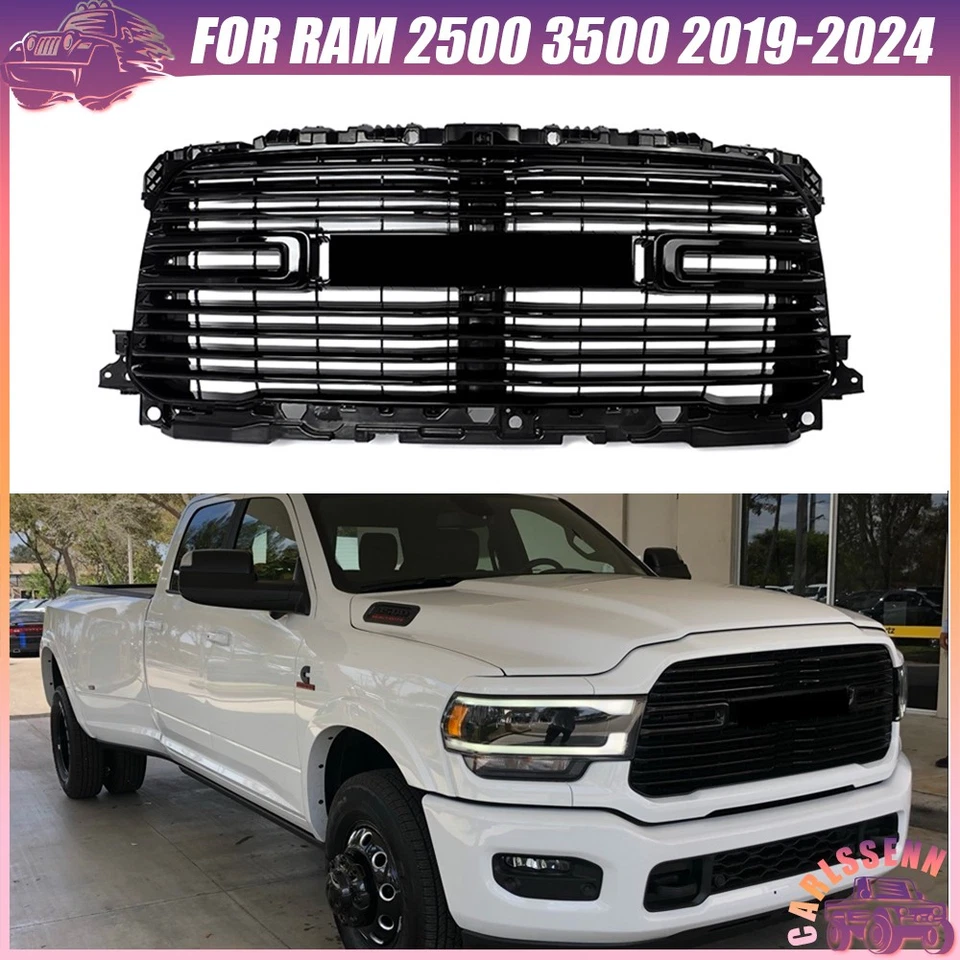 Gloss Black Front Grille Grill Assembly For 2019-2024 Ram 2500 3500 4500 Laramie - Image 1 of 4