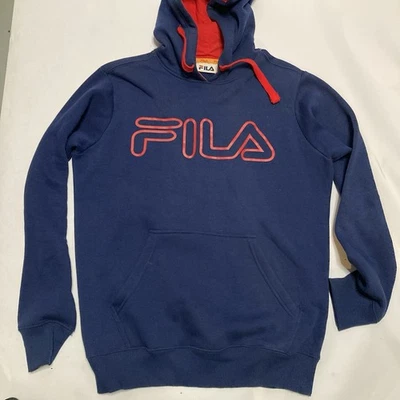 Sudadera con Capucha FILA Azul y Rojo Logo Talla 50 M Pull Over Usada Foto 1 de 4