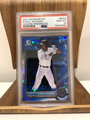 2022 Bowman Chrome Sapphire Kahlil Watson PSA 10 1st Prospect #BCP-3 Marlins Gem - Image 1 of 2