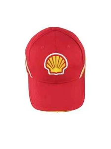 SHELL GASOLINE RED/YELLOW ADJUSTABLE STRAP BASEBALL TRUCKER CAP - Picture 1 of 3