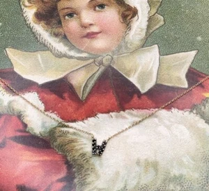 New 14K Genuine Black Diamond “W” Initial Necklace - Picture 1 of 5