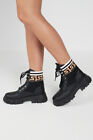 Womens Platform Chunky Boots Ladies Lace Up Army Combat Biker Ankle Socks Shoes