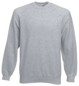 Felpa Girocollo Raglan Grigio o Blu Fruit of The Loom 80% Cotone Tg. S-M-2XL - Foto 1 di 6