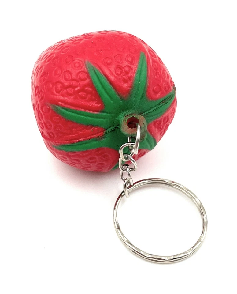 ONWOMANIA Erdbeere Obst Frucht Schlüsselanhänger Schaumstoff Glücksbringer Anhänger
