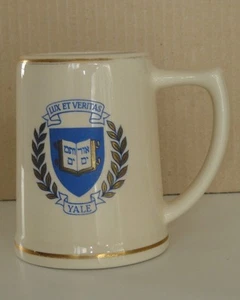 RARE ANTIQUE VTG YALE UNIVERSITY CERAMIC MUG LUX ET VERITAS EMBLEM BEER STEIN - Picture 1 of 12