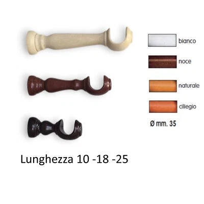 COPPIA STAFFE SUPPORTI PER TENDE LEGNO BASTONE TENDA mm 35 VARI COLORI E MISURE - Immagine 1 di 4