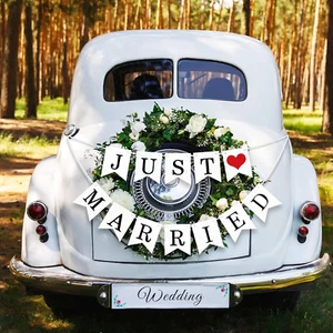 Just Married Girlande Hochzeit Deko Banner Hängende Hochzeitsgirlande Dekoration - Bild 1 von 12