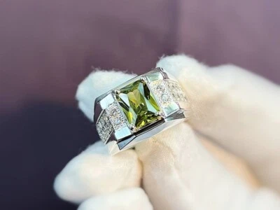 Peridot Ring for Men, 925 Silver, Peridot Gemstone Ring, Statement  Signet Rings - Image 1 of 4
