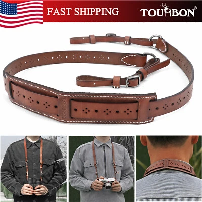 TOURBON Correa de Cuero para Cámara Arnés de Cuello Ajustable Binoculares Cinturón de Hombro EE. UU. Foto 1 de 4