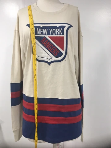 New York Rangers Sweater47 100% Cotton Long Sleeves SizeXL Big Logo Color Cream Cover