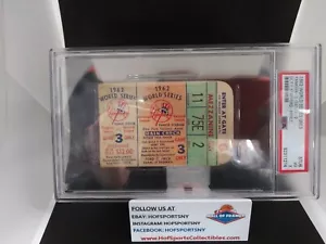 1962 WORLD SERIES GAME 3 YANKEES VS GIANTS TICKET STUB STAFFORD-PIERCE PSA 3 VG - Picture 1 of 2