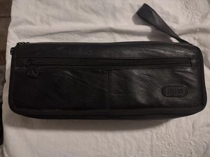 Vintage Laredo 15 Cassette Tape Storage Holder Black Leather Carry Case Zipper - Picture 1 of 6