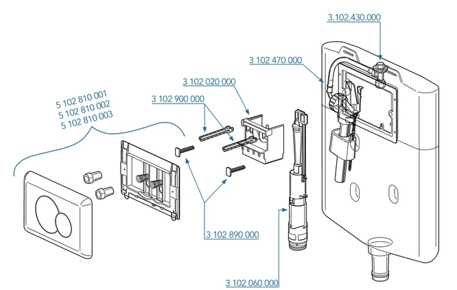 KIT RICAMBI CASSETTA WC 2 PULSANTI - FAISMILANI